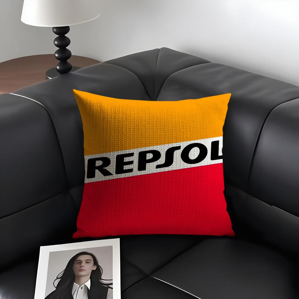 RRepsol Logo Kissenbezug Natürlicher Leinen Bio-Stoff Beidseitiger Druck Sofa Heimdekoration Geschenk Kissenhülle