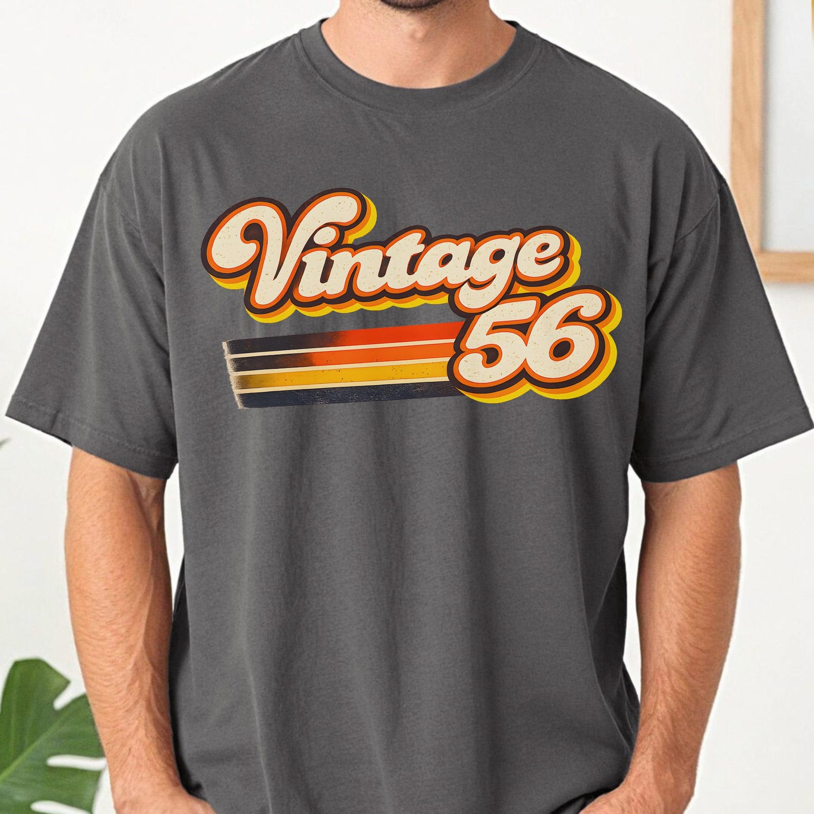 Vintage 56 Retro Stripes T-Shirt | Retro Vibes Tee | 70th Birthday Shirt S