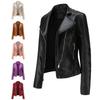 Turn-down Collar Leather Jacket Women Casual Thin PU Loose Motorcycle Zipper Jackets Female Streetwear Oversized Coat