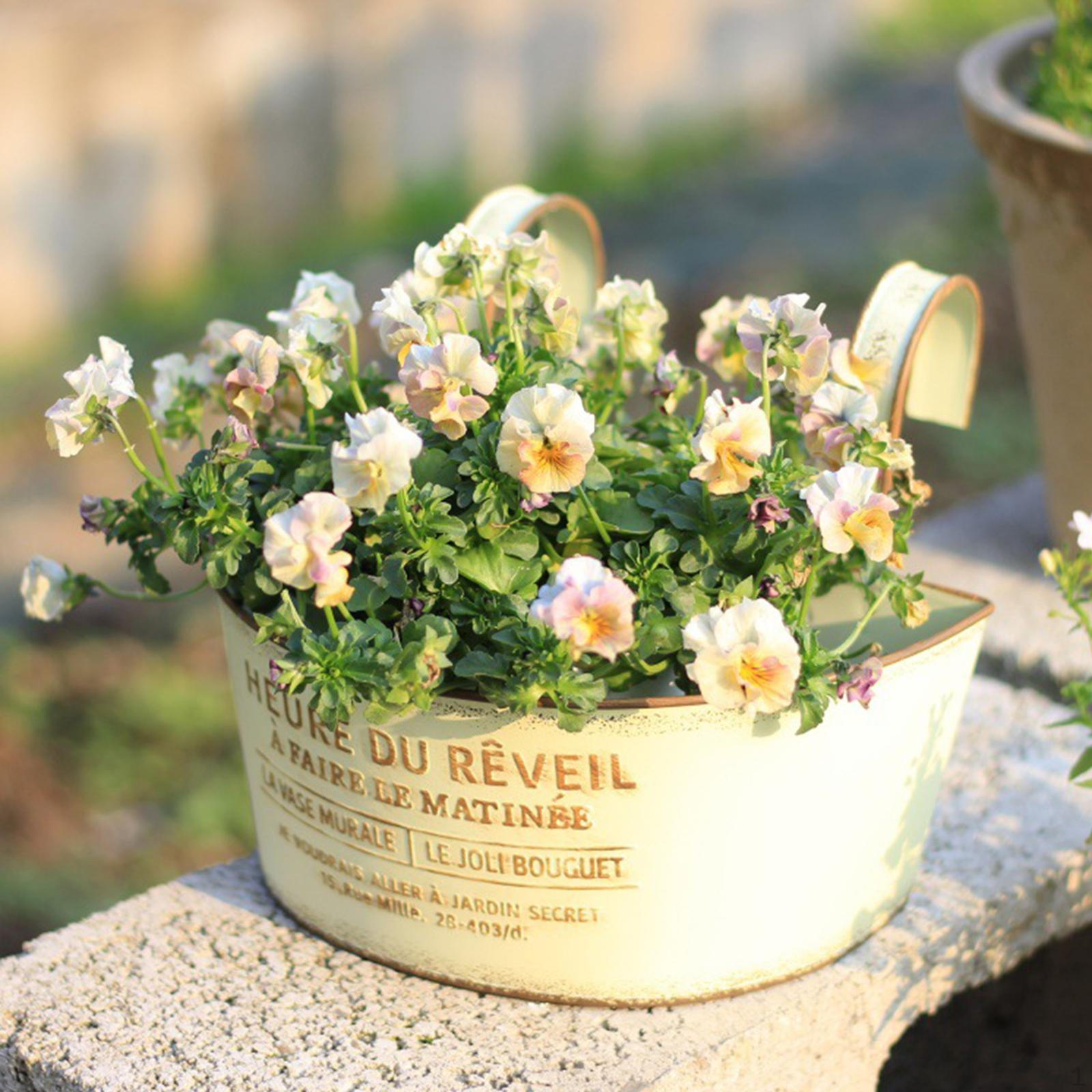 

Hanging Flower Pot Plant Holder,Home Decor,with Hooks,Large Metal Iron Bucket Planter Rail