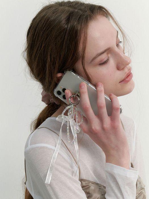 LOVE ME MONSTER Shining Bead Ribbon Key Ring (L241MSG010) WHITE