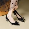 Bow Versatile Workplace Shoes Xiaoxiangfeng Pointed Head Shallow Mouth Single Shoes Stiletto High Heels Autumn New Models