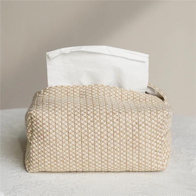 Vintage Aesthetic Tissue Box Container Embroidery Japanese Napkin Holder Portable Toilet Paper Holders Kitchen Organization