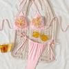 New Fashion European And American New Bikini Pink Split Two-Piece Set
