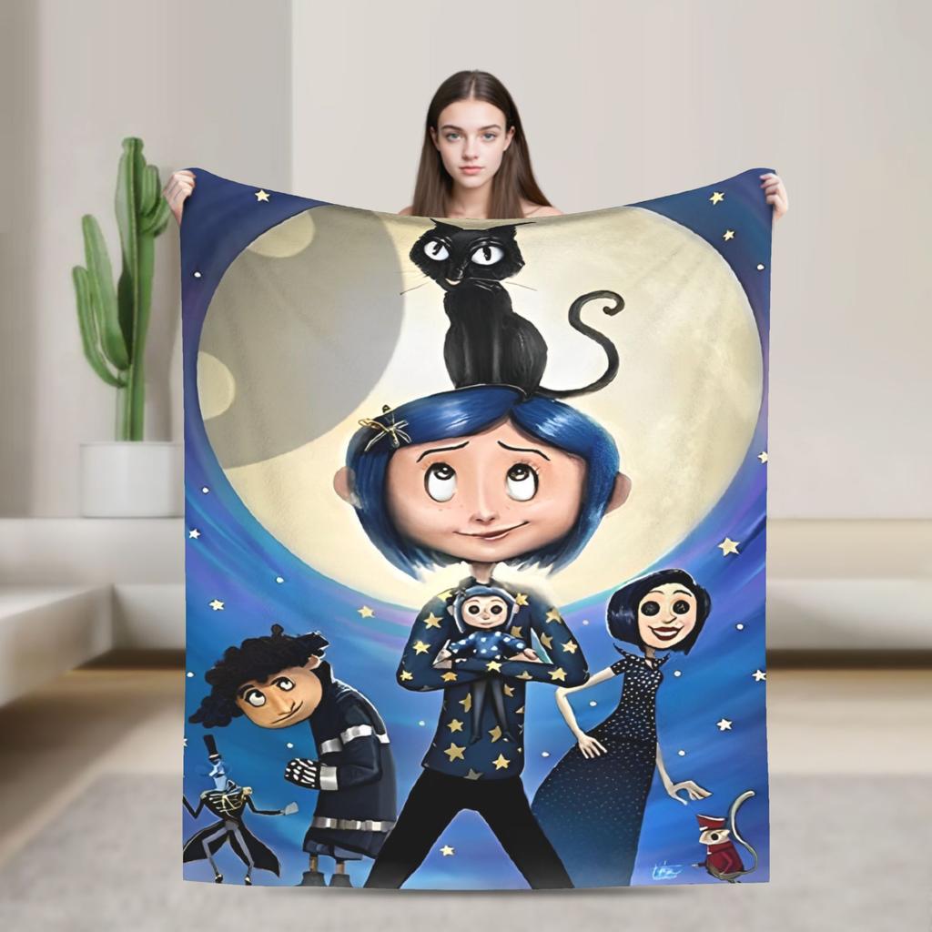 Super Soft BlanketChild Airplane Travel Coralines Throw Blanket Horror Flannel Bedspread For Living Room Comfortable Sofa Cover