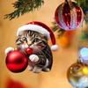10Pcs Car Rearview Mirror Pendant 2D Acrylic Cat Charm Christmas Tree Ornament Car Interior Accessory