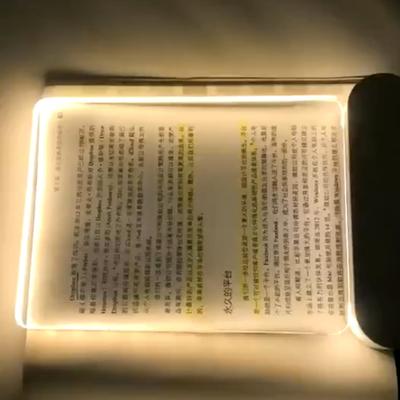 Lumière de livre plate intelligente rechargeable, lumière de lecture transparente avec 3 couleurs et minuterie, panneau pleine page dimmable, lampe de nuit pour lecteurs