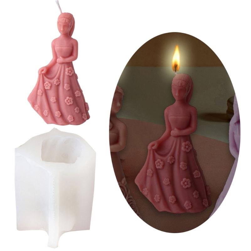 Flexible Silicone Mold Handmade Scented Candle Mould Flower Dress Girl Aromatherapys Jewelry Mold Home Decorations