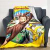 1pc Curious George (3) Blanket, Gift, for Men and Women, Soft Blanket, Good for Sofa Bed Couch Travel, Lightweight Flannel Blanket