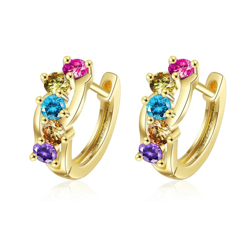 New Trendy  Sterling SIlver Earrings for Women  Colorful CZ Stone Stud Earring Chic Party Accessories Gifts