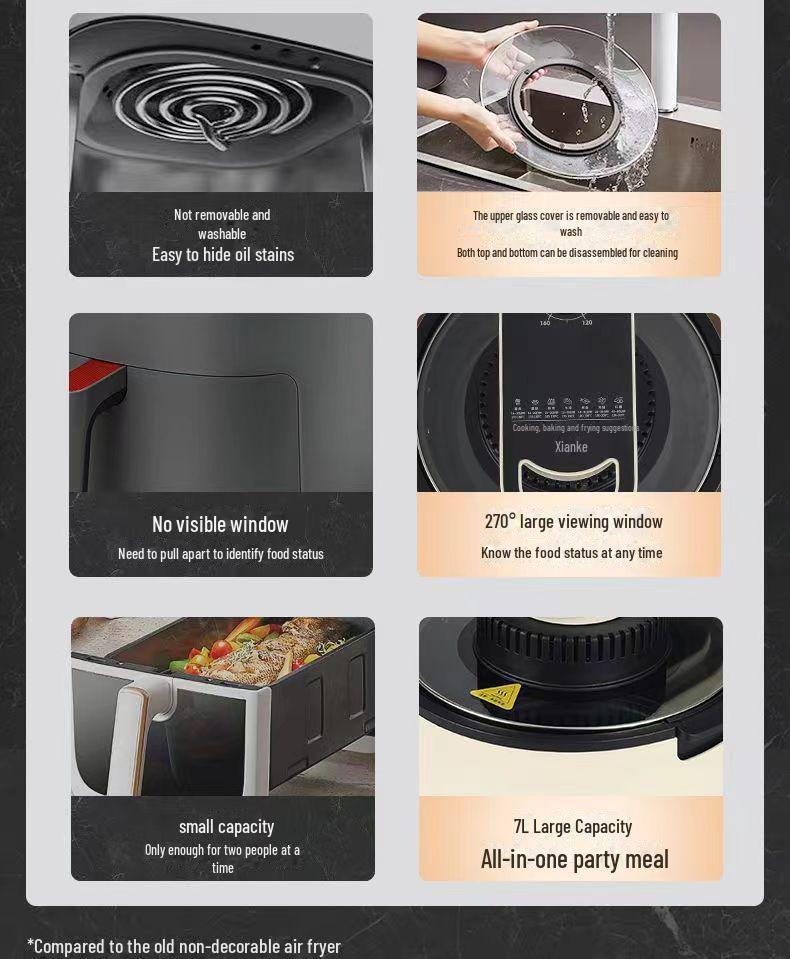 Xianke Multi-Function Smart Air Fryer Oven - Large Capacity Electric Fryer