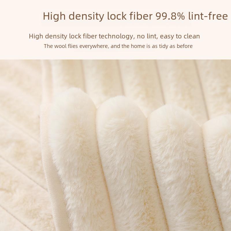 Thick Plush Striped Winter Sofa Cushion - Non-Slip, Soft, Imitation Rabbit Fur