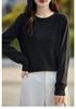 Women's Round Neck Crochet Knit Sweater: Loose-Fit, Autumn/Winter Pullover Base Layer.