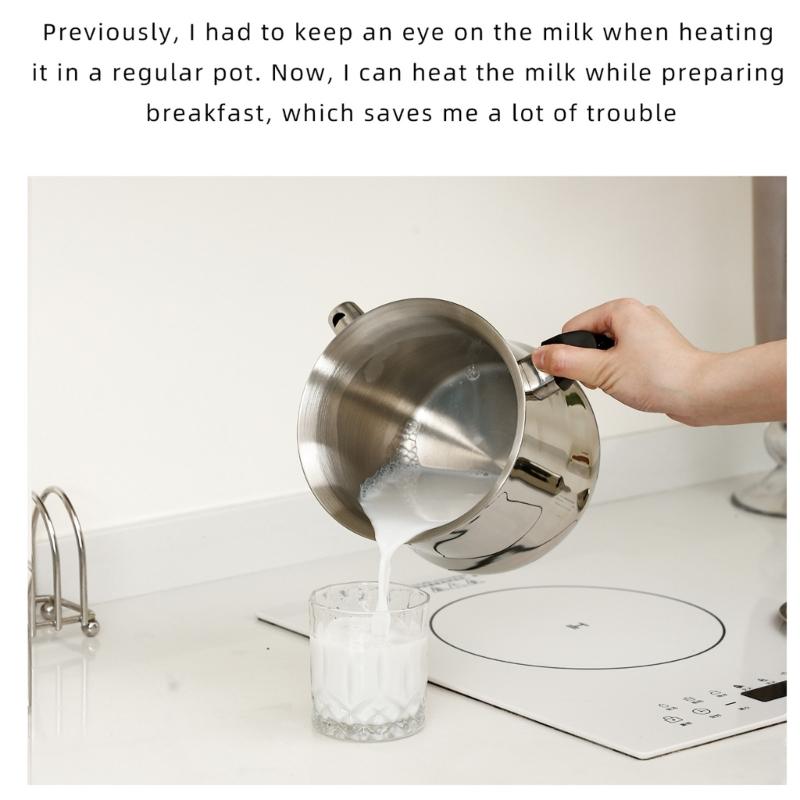 Rustproof Stainless Steel Double Wall Milk Pot Saucepan With Antislip Handle And Whistles Design For Multipurpose Cooking