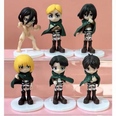 6 Stück/Set Attack on Titan Anime Eren Levi Hange Zoe Erwin Smith Mikasa Ackerma PVC Actionfigur Modell Spielzeug