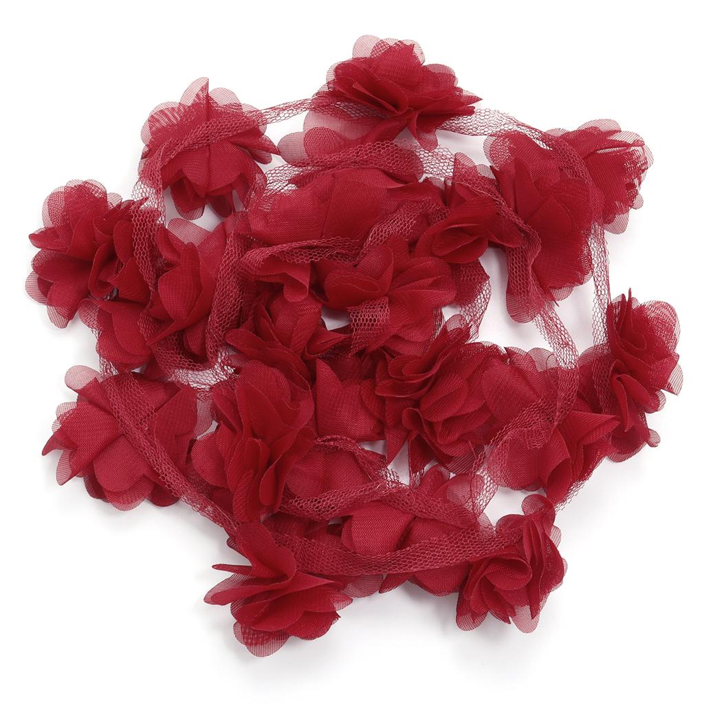 20pcs 5.5cm Chiffon Cluster Flowers Colorful Artificial Flowers For DIY Wedding Party Lace Trim Clothing Gifts Decor Accessories