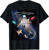 T-shirt Chats OVNI pour Adultes Chats Galaxie Mignon Amoureux des Chats T-shirt