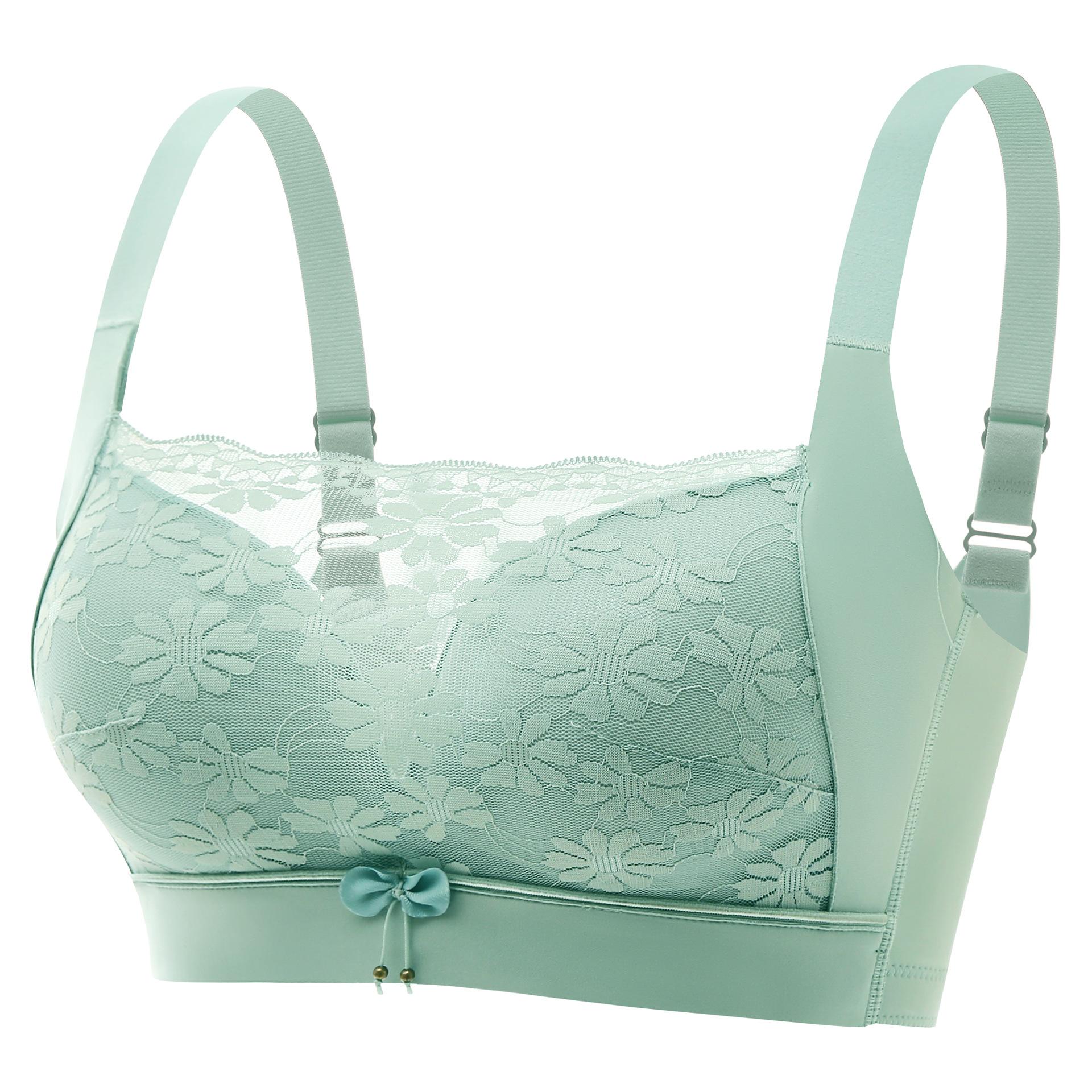 

Bra, tube top, anti-light gathering, comfortable, small chest lace, no steel ring, thin top and thick bottom 34/75AB яблочный зеленый