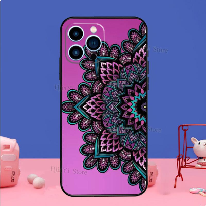 

Mandala Chakra Yoga Phone Case For iPhone 16 15 12 13 Mini 11 14 Pro XS Max Plus X XR Silicone Cover iPhone 13 mini