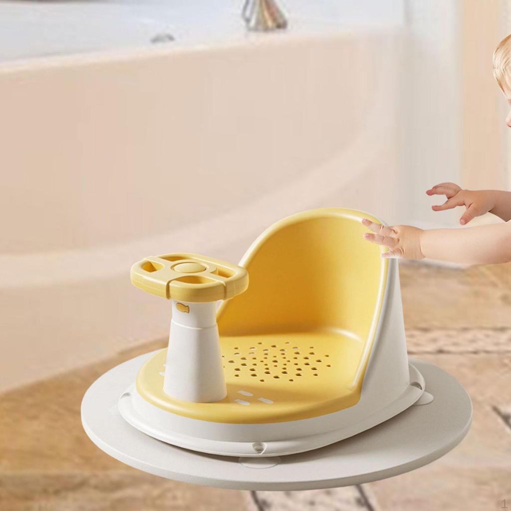 Baby Bath Seat Support Chair Stability with Suction Cups Sit up Bathing khaki