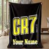 Coperta in Flanella Personalizzata con Nome Cristiano Ronaldo Logo Calcio Coperta Plaid in Pile Personalizzata Regalo Speciale per Divano Camera da Letto Casa