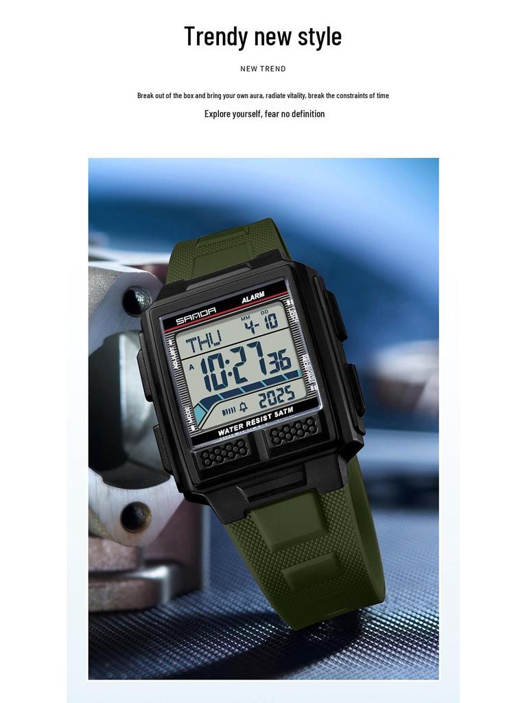 Sanda Men's Large Screen Luminous Multifunctional Waterproof Countdown Wristwatch