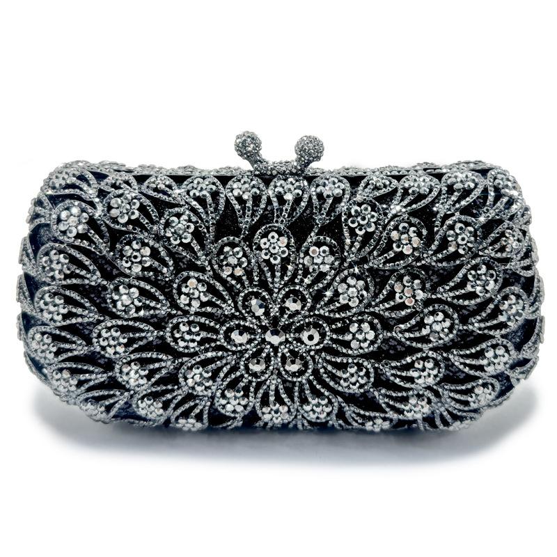 Weiße Strass Schwarz Abendtasche Tasche WHTUOHENG Damen Blumen Diamant Kristall Damen Party Abschlussball Handy Handtaschen Minaudiere