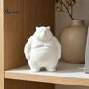 Weiße Plastikbär-Skulptur für Bastelarbeiten Mollige Figur, 3D-gedruckt DIY Bemalbar Dicke Minimalistische Tierfigur Bücherregal-Statue, Niedlich Schreibtisch