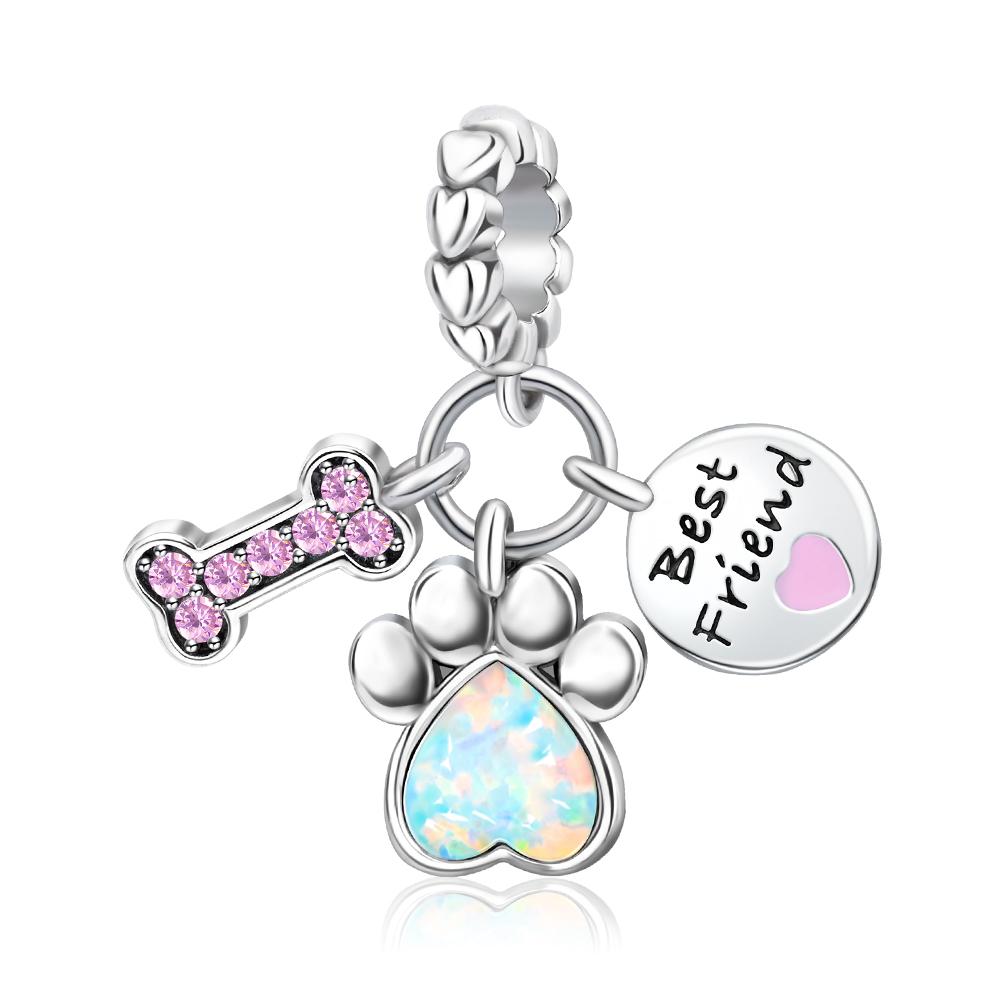 copper Pink Cats Dogs Claw Bone Animal Charm Bead Charms Bead Charms Compatible With Authentic Bracelets Do It Yourself Birthday Jewellery Making
