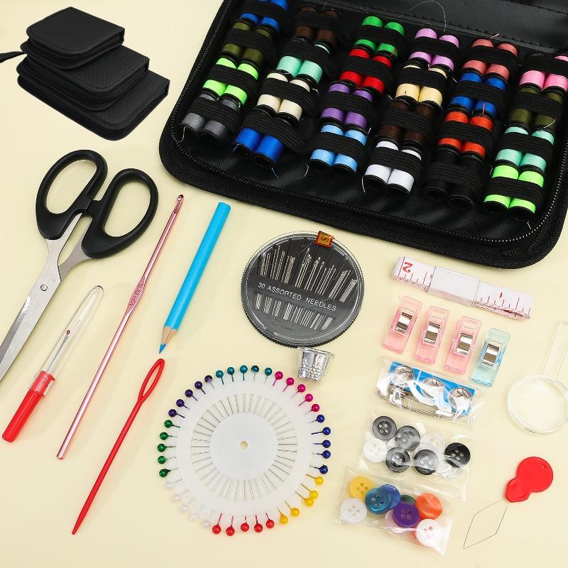172/27PCS Complete DIY Sewing Kit Threads Needles Scissors Buttons Tape Measure Compact Hand Embroidery Mending Travel Tool Set