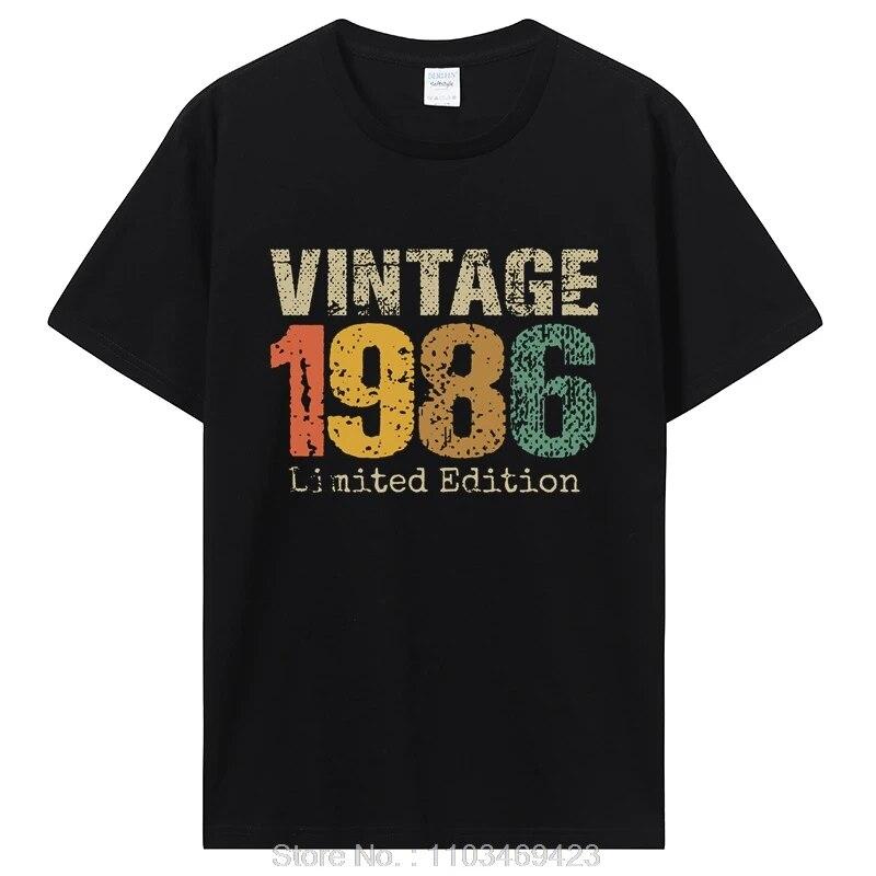 Lustiges Vintage 1986 T-Shirt Sommerstil Grafik Baumwolle T-Shirt Streetwear Geburtstagsgeschenke T-Shirt Unisex Kleidung Übergroß