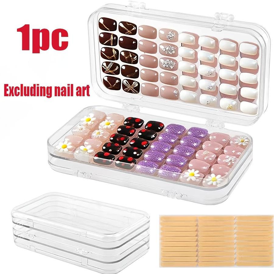 

Nail Art Storage Box, Nail Accessories Transparent Display Storage Box, 3 Tier Foldable Nail Storage Box Set, for Press on Nails чистый