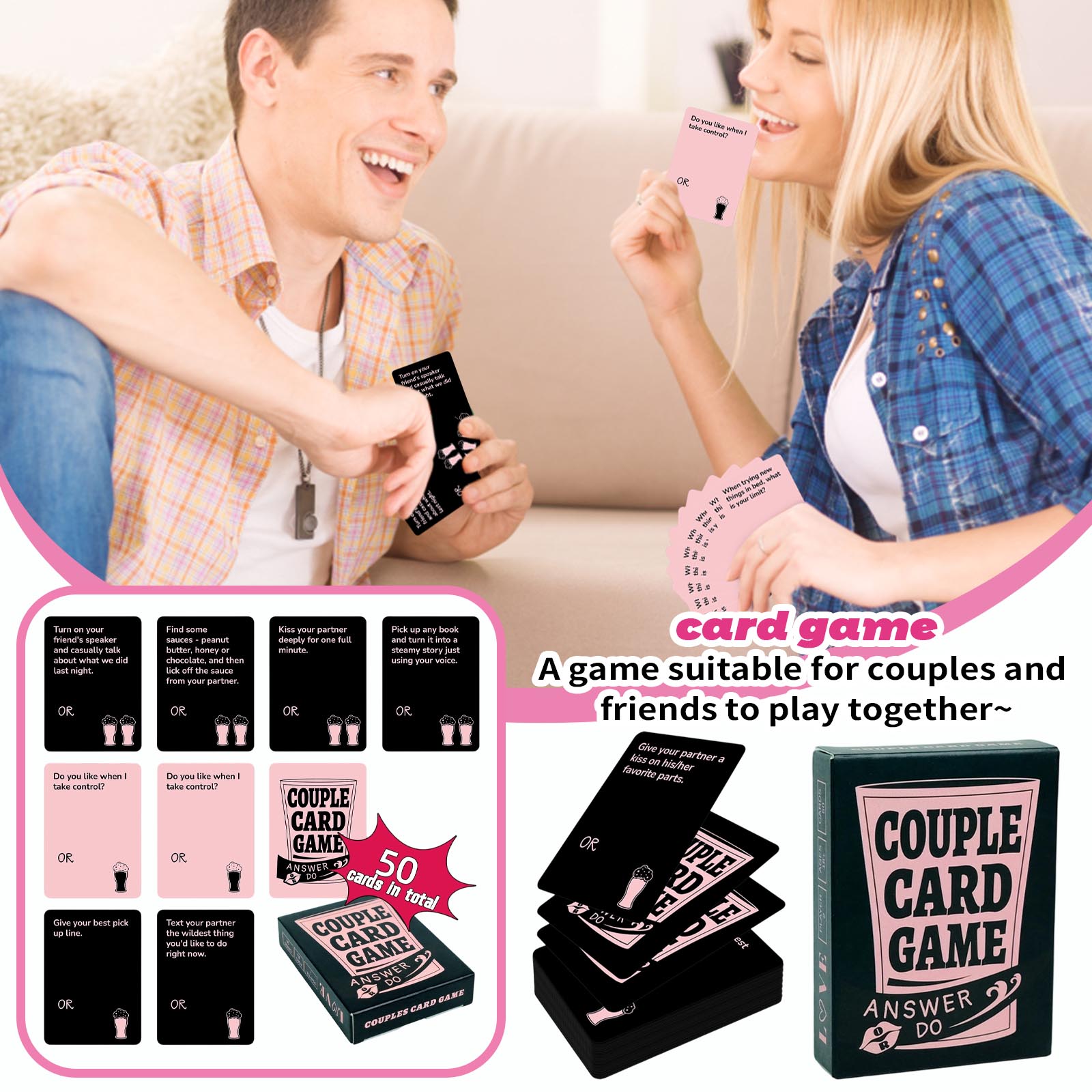50 Интерактивных карточек для пар - Веселые и взрослые игры для свиданий One Size