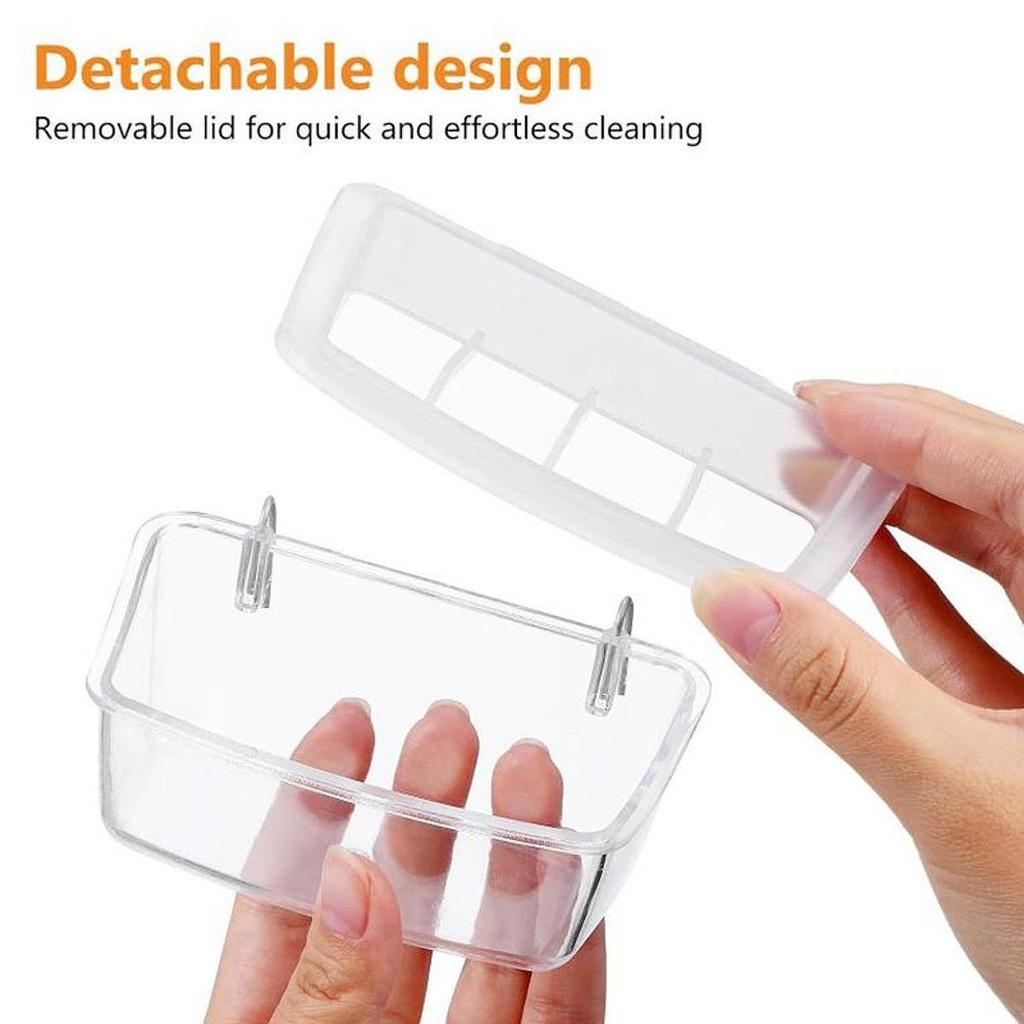 Parrot Feeder Container Easy To Install Splash Proof Bird Food Bowl Feeding Dish for Lovebirds Parakeets Other Birds Cockatiels