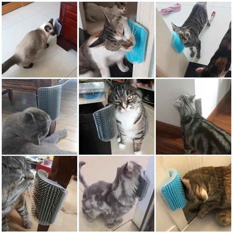Corner Cat Brush Pet Comb Play Toy Plastic Scratch Bristles Arch Massager Self Grooming Scratcher Cats Toys