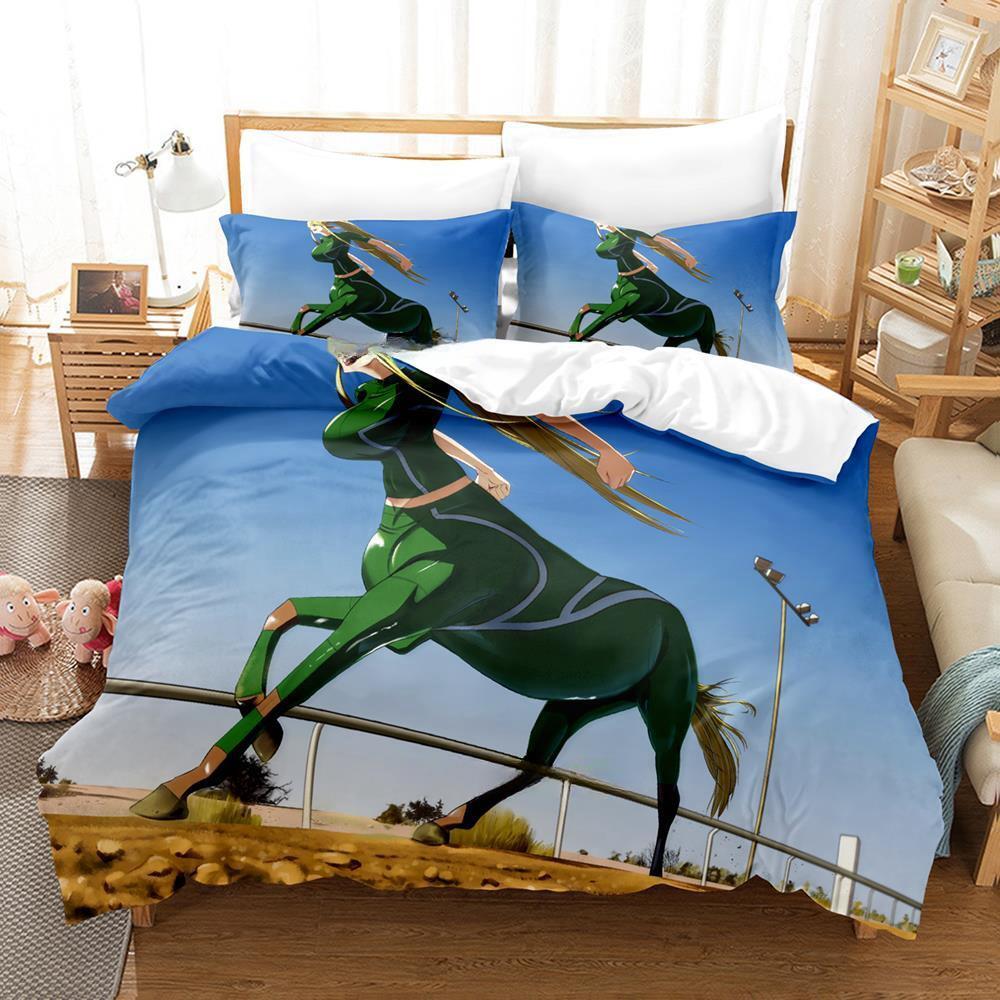 

Монстр Мусуме: Постельное белье Everyday Life With Monster Girls, комплект из трех предметов с рисунком из мультфильма «Аниме», для взрослых и детей, для спальни, пододеяльники EU Twin 135x200cm