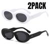 2PACK Versatile Fashion Sunglasses New Oval Frame Sun Glasses Retro Small Frame Eyeglasses Y2K Street Po Glasses Female