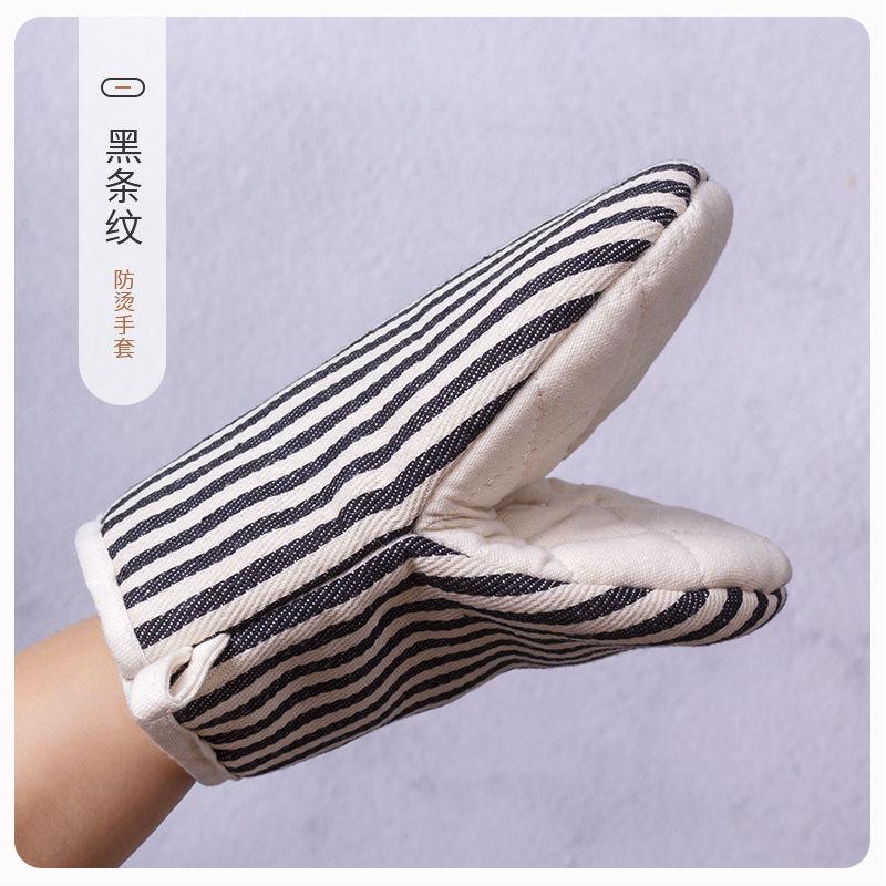 1 Stück Gestreifte Einfache Haushaltsküche Ofenhandschuhe Hohe Temperaturbeständigkeit Mikrowellenhandschuhe Dick Anti-Verbrühung Backhandschuh