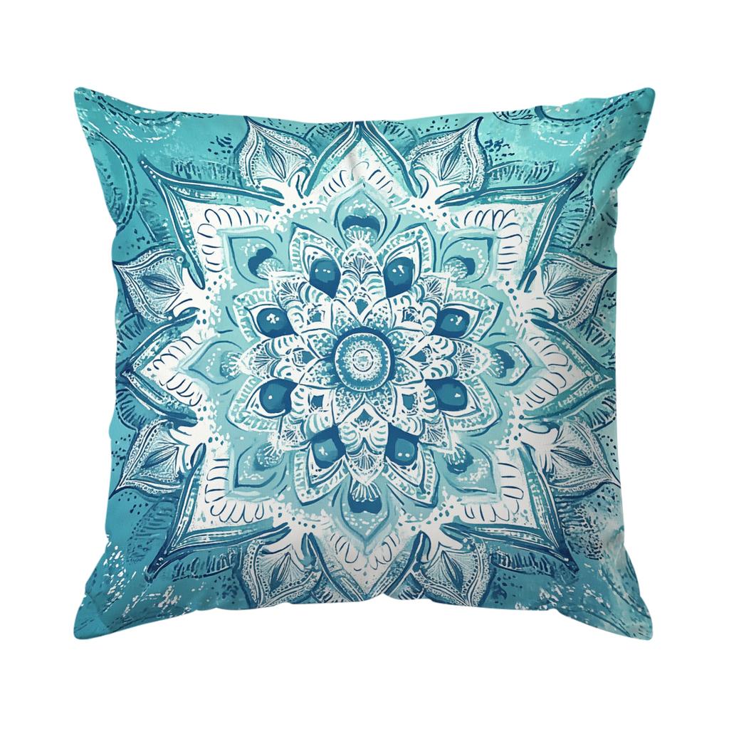 1/4pcs Teal Mandala Cushions Pillowcase Polyester Cushion Cover Throw Pillow Pillowcover Home Car Sofa Decor
