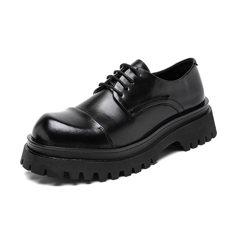 Spring New Leather Shoes Men's Formal Wear Casual Business Korean Version Trend British Brock Platform Big Head Shoes 1805-A