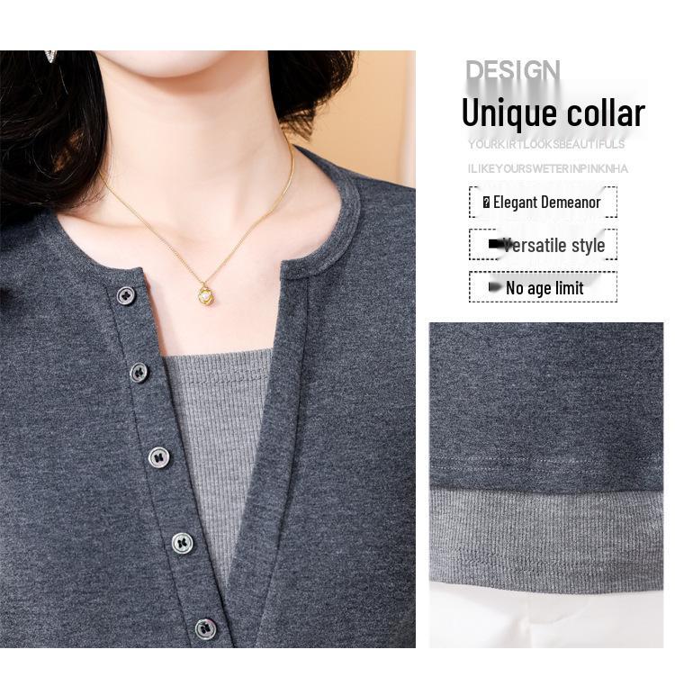 Elegant Korean Style Two-Piece Long-Sleeve Top for Women - Loose, Versatile, and Stylish Base Layer Shirt