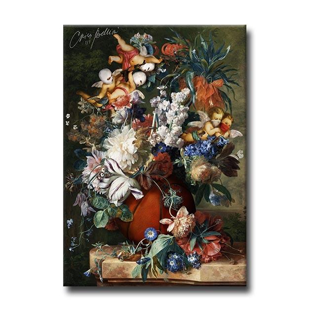 Still Life Flowers In European Vintage Canvas Painted Sports Shoes Nordic Art Posters and Prints Family Room Cuadros