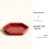 Red Ceramic Dessert Plate: Retro Chinese Pastry & Fruit Display Dish