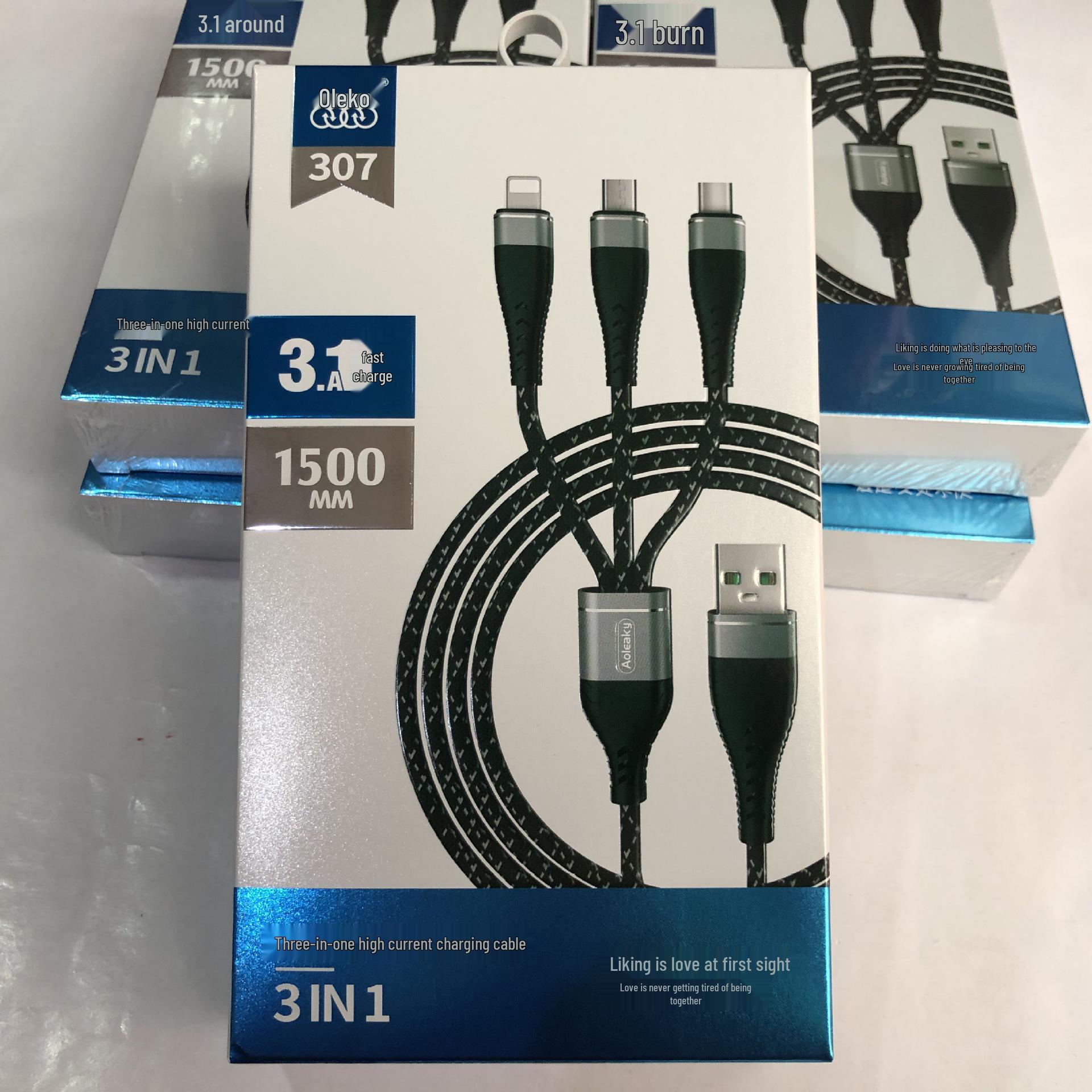 

Зарядный кабель Orico 3-в-1, 1,5 м, 3,1 А, быстрая зарядка для устройств Apple, Android, Type-C China