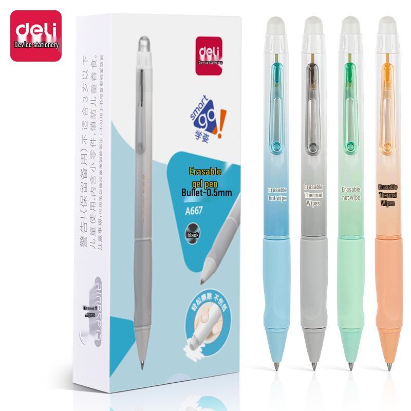 A667 Deli Click Erasable Pen, Posture Correction, 0.5mm Bullet Tip, Water-Based Ink 0.5mm - Single Pen синий