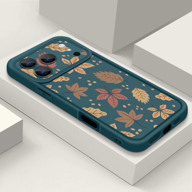 Husă Moale pentru Telefon Frunze de Toamnă Pentru iPhone Air 17 16 15 14 Pro Max 13 12 Pro Max 11 16e Silicon Antișoc Culoare Bomboană TPU Silicon Husă
