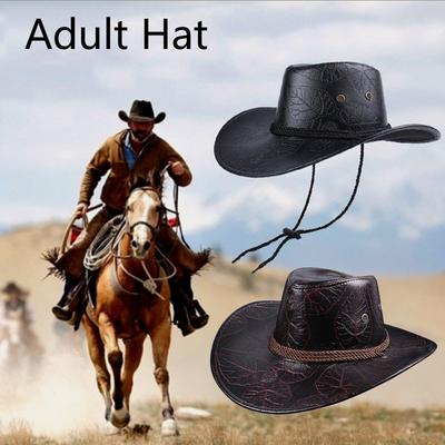 Vintage Sonnenschutzhut Breitkrempiger Westernhut Vintage Leder Westernhut für Männer Frauen Wandern Camping Angeln Reisen
