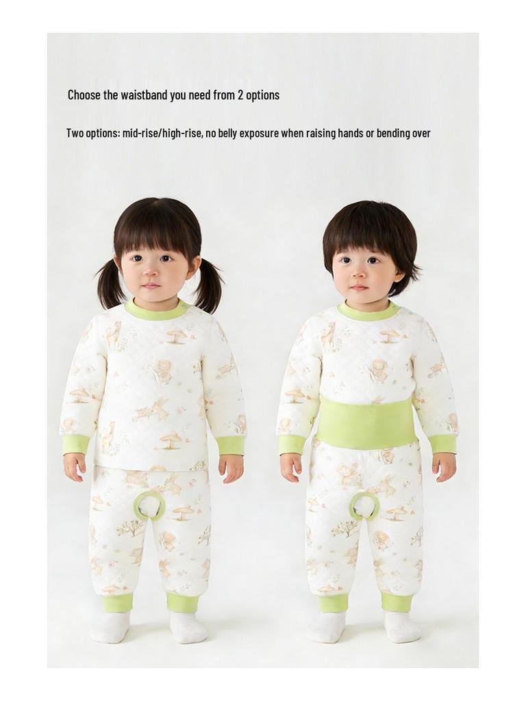 Boys' and Girls' Padded Winter Pants - Warm, High Waist, Open Crotch, Cotton for Belly Protection