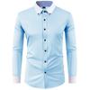 Men S Slim Fit Color Block Collar Long Sleeve Cotton Shirt