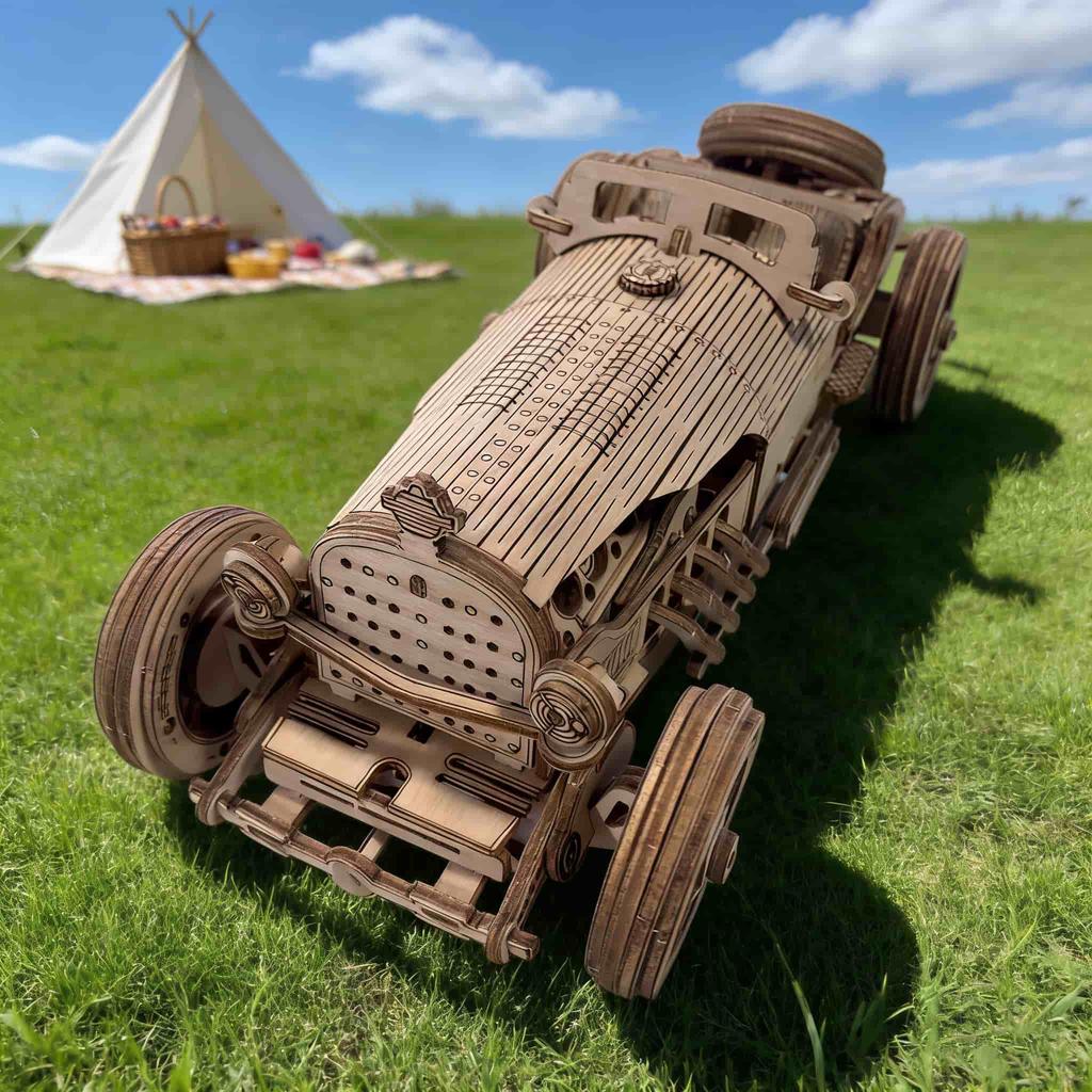DIY Wooden 3D Puzzle Antique Sports Car Model Package Creative Birth Date or Holiday Present Instructive Toy Exquisitely Styled